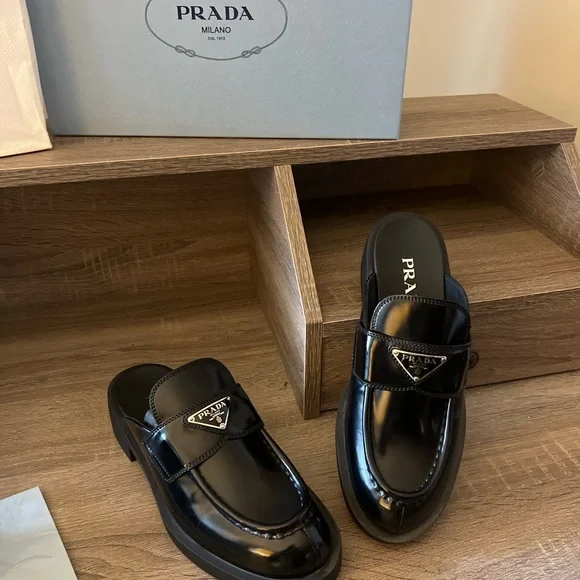 Prada | Shoes | Prada Black Loafers Sleek Slipon Design  display picture 2